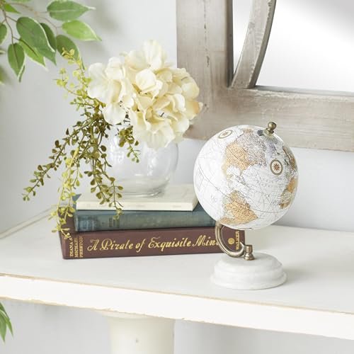 41LTo3HjRSL._SL500_.jpg Deco 79 Marble Globe with White Base - 5" x 5" x 8" Elegant Decoration for Home or Office. - Image 3