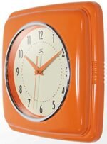 Infinity Instruments Retro 9-Inch Square Silent Clock – Mid-Century Modern Decor for Kitchen, School, or Classroom – Vintage Orange - Image 2