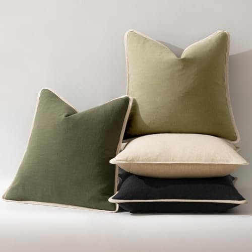 41NzLBwBpjL._SL500_.jpg ANRODUO Set of 2 Olive Green Decorative Throw Pillow Covers, 18x18 Inch, Boho Farmhouse Style for Couch & Living Room. - Image 5