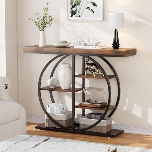 41OhGiMjLzL._SL500_.jpg LIFECHOVY 41.3" Industrial Console Table for Entryway: Narrow Sofa Table with Storage, Rustic Brown. - Image 3