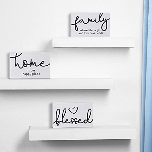 41OkRrMbwqS._SL500_.jpg Jetec 3-Piece Blessed Rustic Wood Sign Set for Home Decor - Mini Decorative Farmhouse Signs (White, 4.25 x 2.76 x 0.59 in) - Image 4