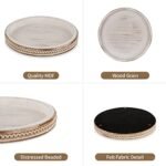 Hanobe Wood Decorative Serving Tray: White Washed Round Rustic Tray for Coffee Table & Kitchen - Image 6