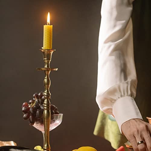 41PTvZPGl3L._SL500_.jpg DEYBBY Handmade Dripless Beeswax Taper Candles – Set of 6 Brown Honeycomb Candles for Dinner Parties - Image 3