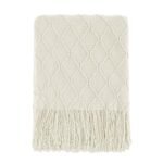 BOURINA Beige Throw Blanket 50x60 Inches Throw Textured Solid Soft Sofa Couch Decorative Knit Blanket