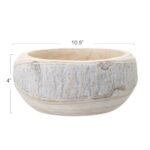 Bloomingville Hand-Carved Paulownia Wood Bowl, Whitewashed, 10.5" Diameter, 4.25" Tall - Image 3