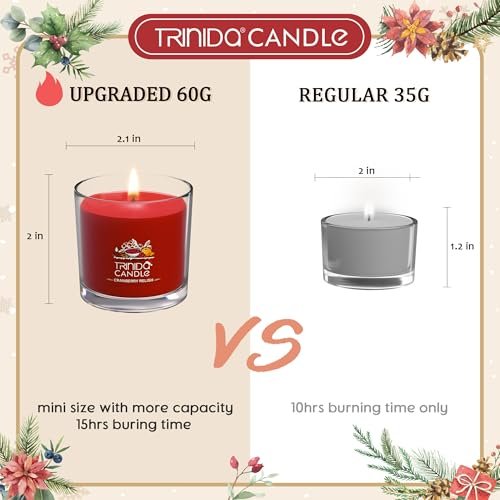 41Qr-XcytoL._SL500_.jpg TRINIDa Holiday Scented Candles Gift Set: Balsam Fir, Apple, & Pine - 3 Pack | 6.5 Oz, Green, Red, White - Image 2
