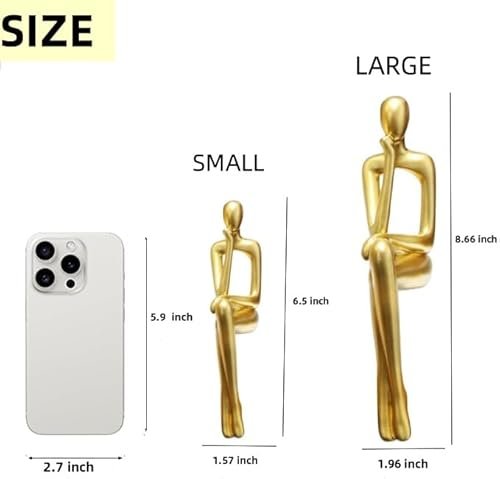 41Uv4v5Pg6L._SL500_.jpg Set of 3 Gold Thinker Statues for Modern Home Decor – Unique Resin Sculptures for Office & Living Room - Image 5