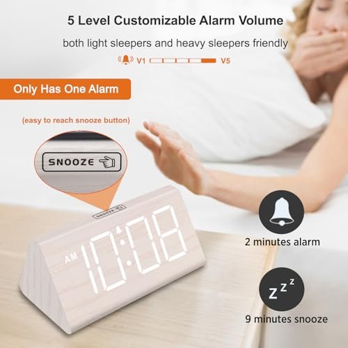41V-4Zck8PL._SL500_.jpg DreamSky Wooden Digital Alarm Clock: Large Numbers, USB Port, Adjustable Volume & Dimmer – Perfect for Bedroom or Living Room Décor! - Image 5