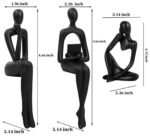 Prettidecor Gold Thinker Statue Set of 3 - Modern Abstract Resin Decor for Office, Living Room, Bedroom - Image 2