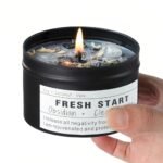 Crystal Aromatherapy Candles,Release Old Energies,Obsidian Healing Candles,Quartz Mind and Body Meditation,Soul Magic Candles,Vegan Gifts for Self Love and Protection.(FRESH START)