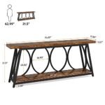 Tribesigns 70.9" Extra Long Console Table: Industrial Sofa Table with 2-Tier Storage for Living Room, Rustic Brown. - Image 2