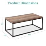 Best Choice Products 44" Rustic Industrial Coffee Table with Thick Wood Grain Top & Metal Frame - Image 3