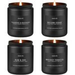 Scented Candles Set | Candle Gifts for Men - Masculine Candle, Soy Candles for Home Scented - 4 Pack Aromatherapy Gifts - Scents of Teakwood & Mahogany/Whiskey Tobacco/Rum & Oak/Cedar