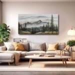 CHUDANHAO Gold Forest Canvas Art - 24"x48" Mountain Wall Decor for Office and Bedroom - Image 2