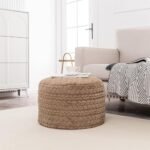 20x20x14 Round Pouf Ottoman - Boho Floor Pouffe for Couch & Sofa, Ideal Foot Rest for Living Room & Bedroom - Image 4