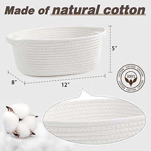 41d2nqgn4qL._SL500_.jpg Pro Goleem Small Woven Basket – Ideal for Mother’s Day Gifts or Storage, 12"x8"x5", White, with Handles. - Image 5