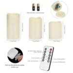 Artmarry Flameless Candles Set: 3 Ivory Pillars (4", 5", 6") with Remote & 400+ Hours of Flickering Light. - Image 4