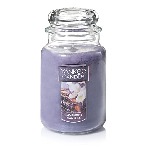 Yankee Candle Lavender Vanilla 22oz Jar Candle - 110+ Hours Yankee Candle Lavender Vanilla Scented, Classic 22oz Large Jar Single Wick Candle with Over 110 Hours of Burn Time. Perfect for relaxing evenings, events, and gifting
