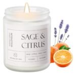 Sage &Citrus Scented Candles, Aromatherapy Jar Candle, 7 oz 50 Hour Long Lasting Candles, Soy Wax Candle Gift for Women