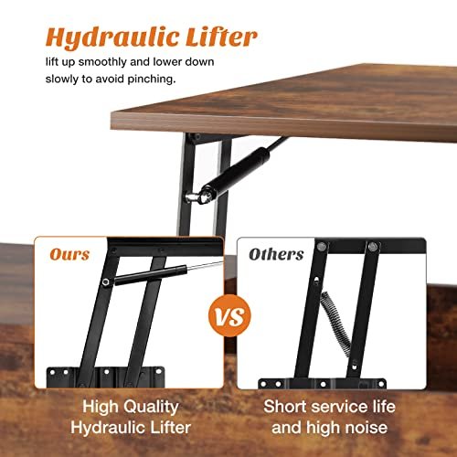 41gfJEre9L._SL500_.jpg Sweetcrispy Lift-Top Coffee Table: Stylish Brown Living Room Table with Storage Shelf & Hidden Compartment. - Image 6