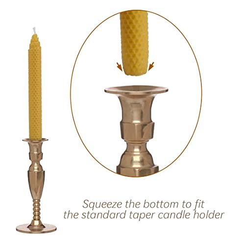 41hdasQhu8L._SL500_.jpg DEYBBY Handmade Dripless Beeswax Taper Candles – Set of 6 Brown Honeycomb Candles for Dinner Parties - Image 4