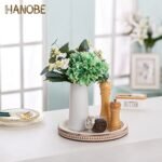 Hanobe Wood Decorative Serving Tray: White Washed Round Rustic Tray for Coffee Table & Kitchen - Image 8