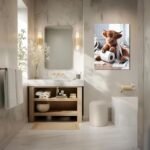 Funny Highland Cow Bathroom Wall Art Set - 3 Vintage Canvas Prints for Rustic Home Decor, 12x16 Inches - Image 8