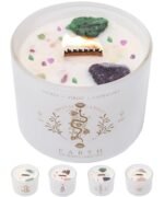 Taurus Virgo Capricorn Gifts for Women - 12oz Wood Wick Candles That Crackle with Crystals and Healing Stones. Healing Crystal Candles for Women Home Scented. Soy Wax, for Zodiac Birthdate