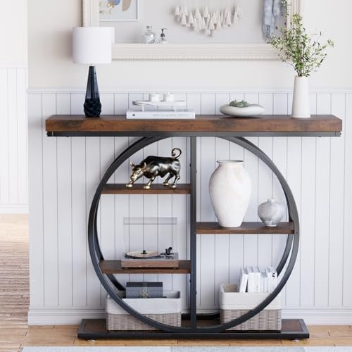 41jTVOmVkL._SL500_.jpg LIFECHOVY 41.3" Industrial Console Table for Entryway: Narrow Sofa Table with Storage, Rustic Brown. - Image 8