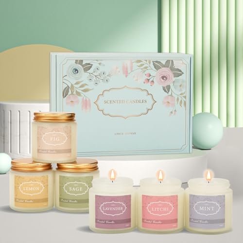 41jjIRhm8jL._SL500_.jpg 6 Pack Lavender Jar Candles - Long-Lasting Aromatherapy Gifts for Women, Perfect for Birthdays & Holidays. - Image 9