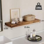 Fixwal 15.8" Rustic Wood Floating Shelves - Set of 4 for Bathroom, Living Room, Bedroom, Kitchen (Brown) - Image 3