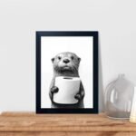 Funny Raccoon Bathroom Wall Art: Framed Black & White Animal Canvas with Toilet Paper - Image 5