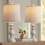 PARTPHONER Rustic Table Lamp Set of 2 - 22" Vintage Lamps for Living Room & Bedroom, Antique Grey with Linen Shades - Image 9