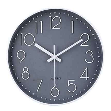 jomparis Wall Clock 12 Inch Non-Ticking Silent Battery Operated Round Wall Clock Modern Simple Style Decor Clock for Home/Office/School/Kitchen/Bedroom/Living Room