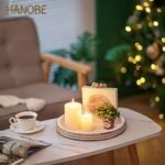 Hanobe Wood Decorative Serving Tray: White Washed Round Rustic Tray for Coffee Table & Kitchen - Image 2