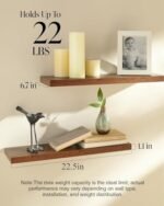 BAYKA 22.5" Floating Wood Shelves - Wall-Mounted Rustic Brown Set of 2 for Books & Decor (22lbs Capacity) - Image 5