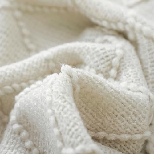 41pzF5C8R6L._SL500_.jpg BOURINA Beige Throw Blanket - 50"x60" Soft, Textured Knit Blanket for Couch Decor - Image 3