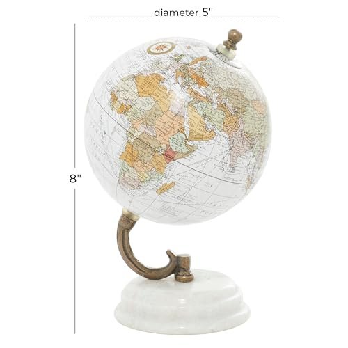 41qAgb90ekL._SL500_.jpg Deco 79 Marble Globe with White Base - 5" x 5" x 8" Elegant Decoration for Home or Office. - Image 6