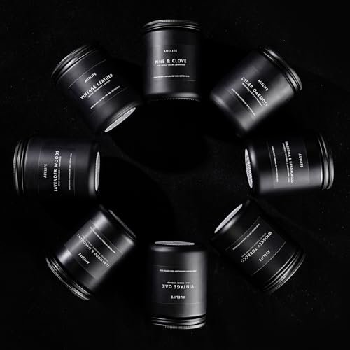 41sF6gHRzhL._SL500_.jpg Masculine Scented Candle Set | 4-Pack Aromatherapy Gifts - Teakwood, Whiskey Tobacco, Rum, Cedar - Image 5