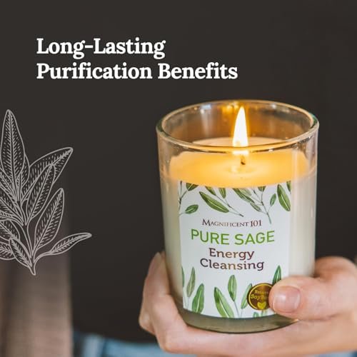 41tBJZEzJRL._SL500_.jpg Discover the Magnificent 101 Set: 3 Long-Lasting Pure Sage Smudge Candles for Cleansing, Meditation & Manifestation. Each 3.5 oz candle burns for 42 hours. - Image 2