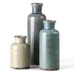 CwlwGO- Ceramic Vase 3 Piece Set, Small Flower vases for Home Decoration, Modern Farmhouse Decoration, Living Room,Table Shelf, Centerpieces, Fireplace and Entrance Decorations-Multicolor.
