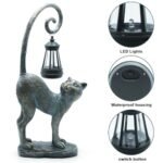 IVCOOLE Resin Cat Statue with Solar Lantern - Stunning 15.3" Garden Decor, Perfect Outdoor Gift! - Image 3