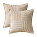 MIULEE Set of 2 Super Soft Beige Corduroy Pillow Covers, Boho Striped 18x18 inches for Couch, Living Room Decor. - Image 6