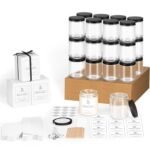 12Pack 8OZ Thick Glass Candle Jars with Metal Lids,Christmas Candle Jars with Candle Making Kits&Labels&Gift Box,Empty Food Storage jars Overnight Oats Container Canning Jar For SpicePickleJamSalad