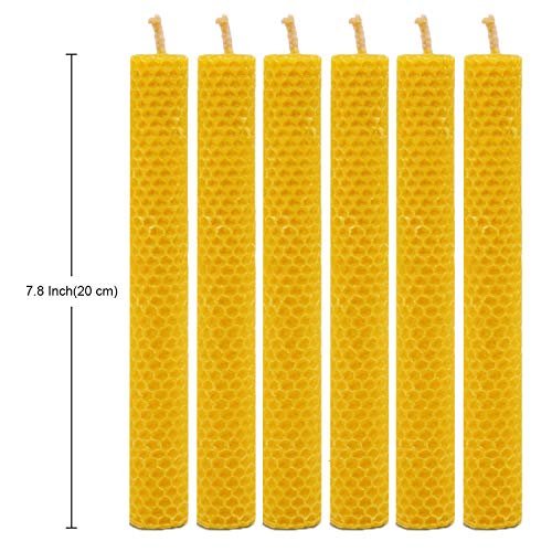 518MG8mdgL._SL500_.jpg DEYBBY Handmade Dripless Beeswax Taper Candles – Set of 6 Brown Honeycomb Candles for Dinner Parties - Image 5