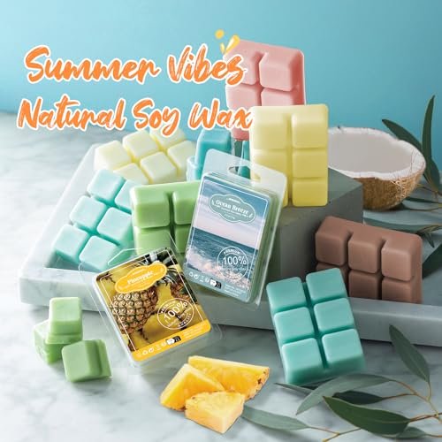 51-4UnJgJ3L._SL500_.jpg Tropical Wax Melts Gift Set: Summer Scents - Ocean Breeze, Pina Colada, Fresh Cotton & More. - Image 2