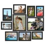 upsimples 10 Pack Picture Frames Collage Wall Decor for Mounting or Tabletop Display, Photo Gallery Frame Set for Family, Multi Sizes Including 8x10, 5x7, 4x6, Black