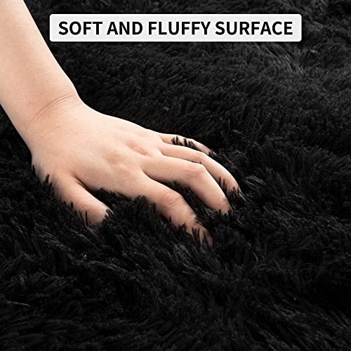 510AZ6EVBML._SL500_.jpg Tepook Super Soft Fluffy Rug - 4x6 Feet Modern Shaggy Fuzzy Rug for Bedroom & Nursery, Non-Slip Black Decor. - Image 7