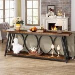 Tribesigns 70.9" Extra Long Console Table: Industrial Sofa Table with 2-Tier Storage for Living Room, Rustic Brown. - Image 5