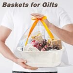 Pro Goleem Small Woven Basket – Ideal for Mother’s Day Gifts or Storage, 12"x8"x5", White, with Handles. - Image 3